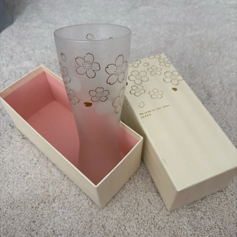 Japan Best Beer Glass Floral Frosted Glass Vase